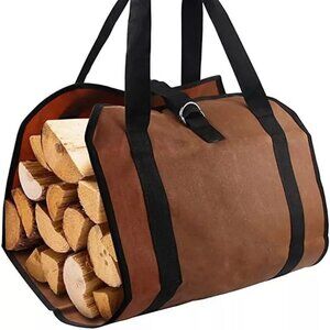 Firewood Carrier Log Bag Waxed Canvas Log Tote Bag Brown NWT